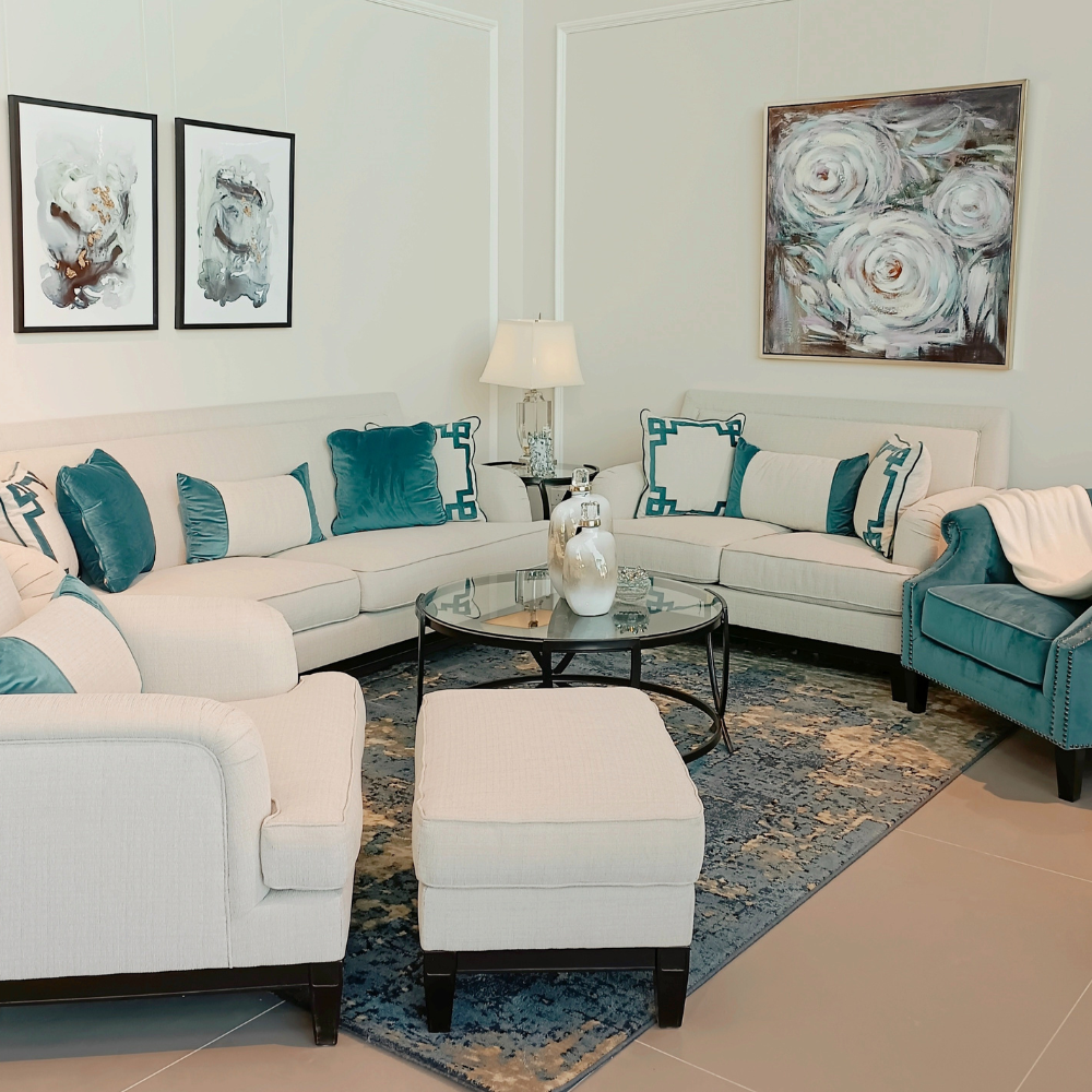 Greek Key Off White Sofa