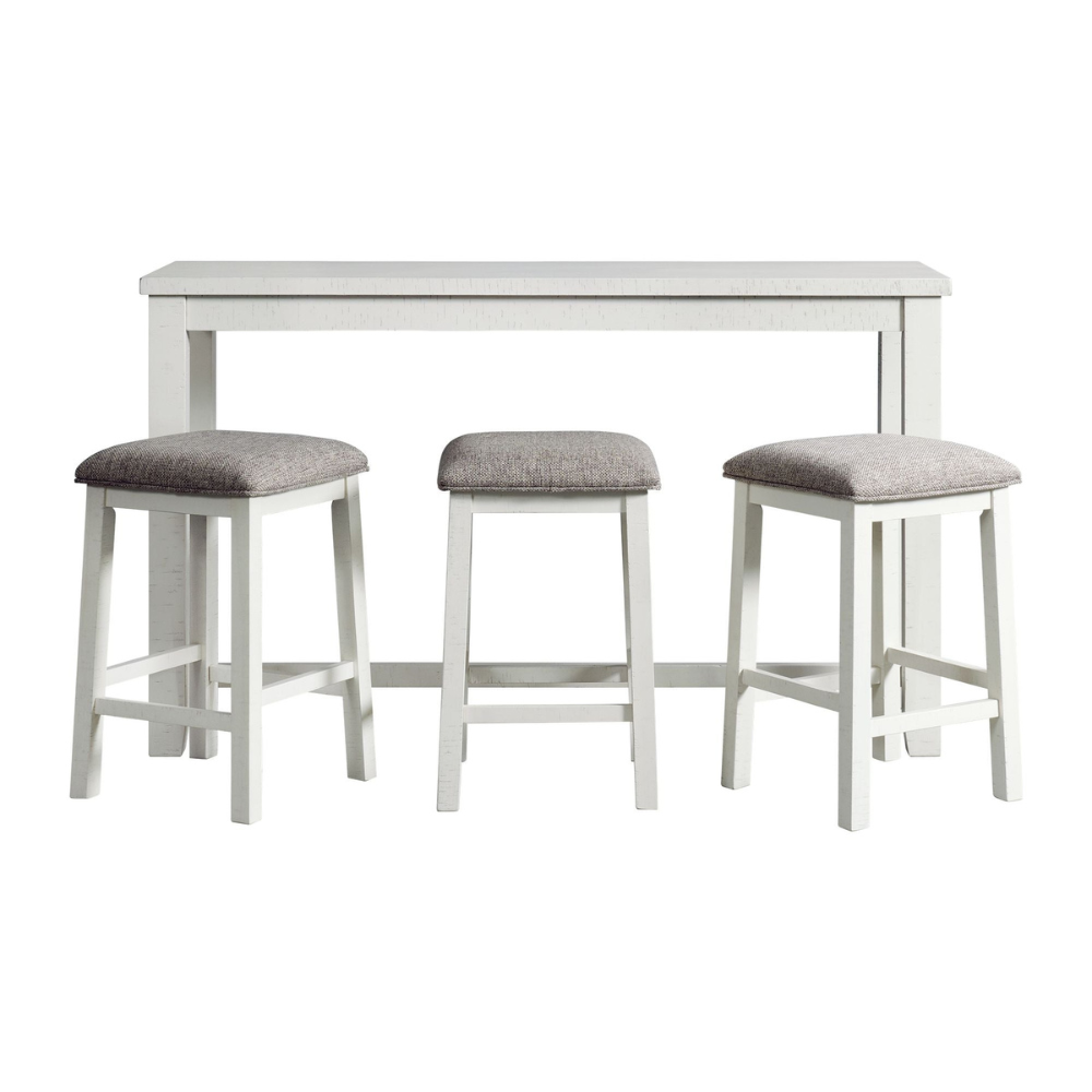 Stone Occasional Bar Table Single Pack in White (Table + Three Stools)