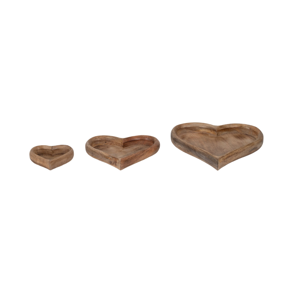 WOOD, S/3 7/11/14" HEART TRAYS, NATURAL