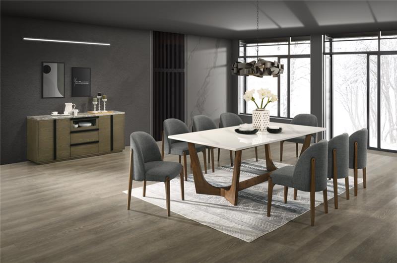 Morgans White Marble Dining Table 8 Seater SET