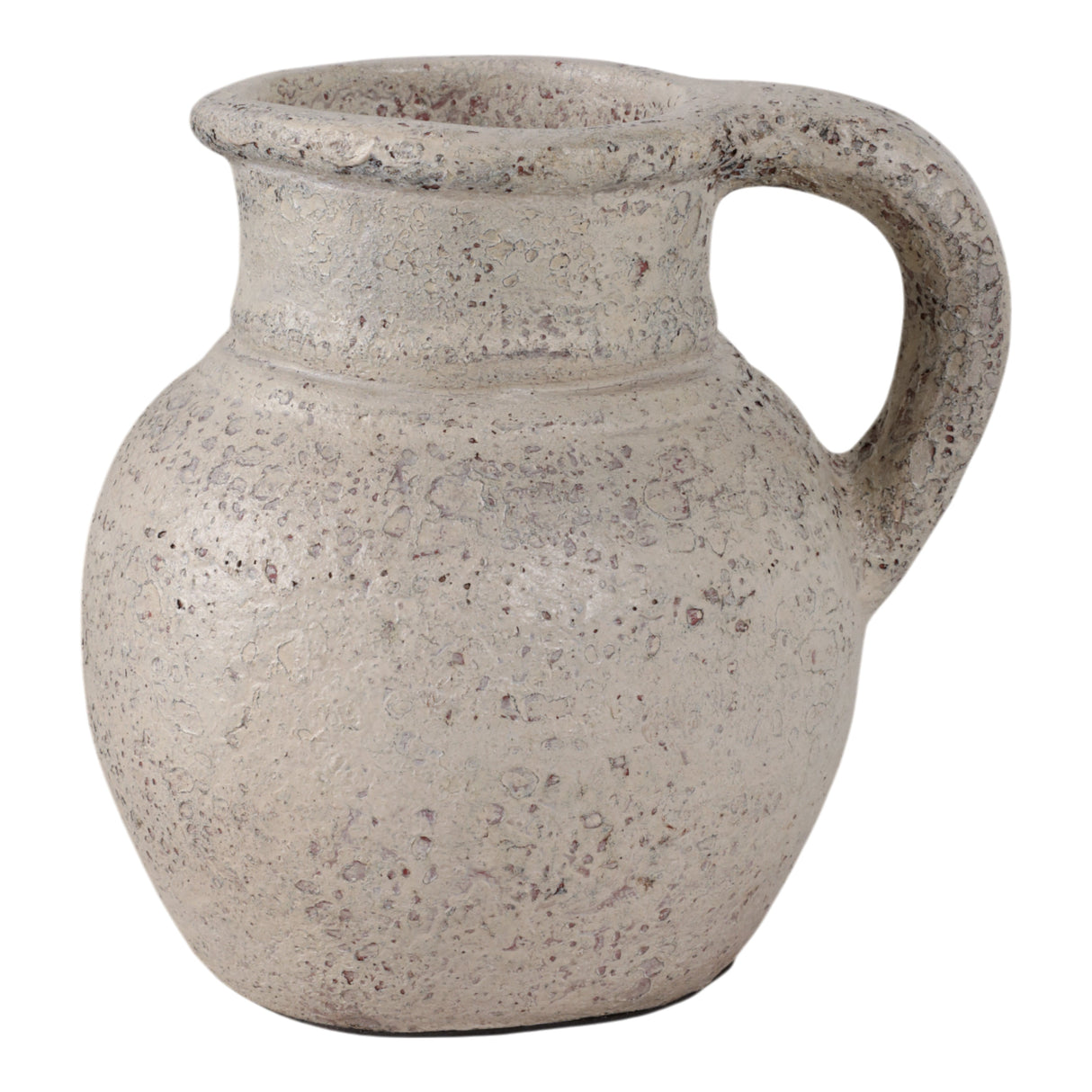 8x8" Terracotta Jug With Handle, White