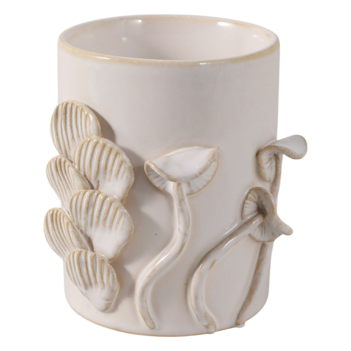 4" Mushroom Applique Pencil Cup, Ivory