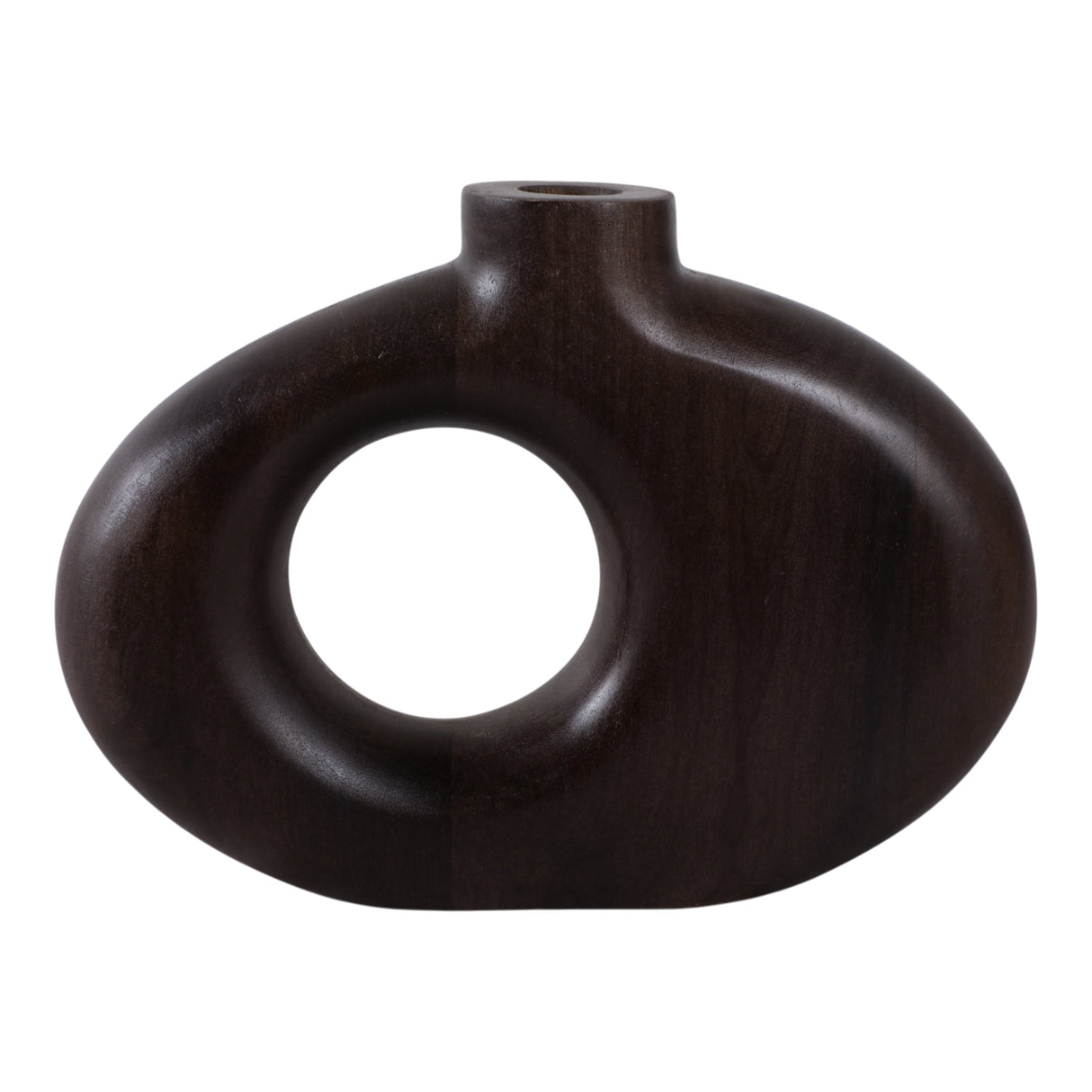 10x7" Cut-out Wood Vase, Dark Brown