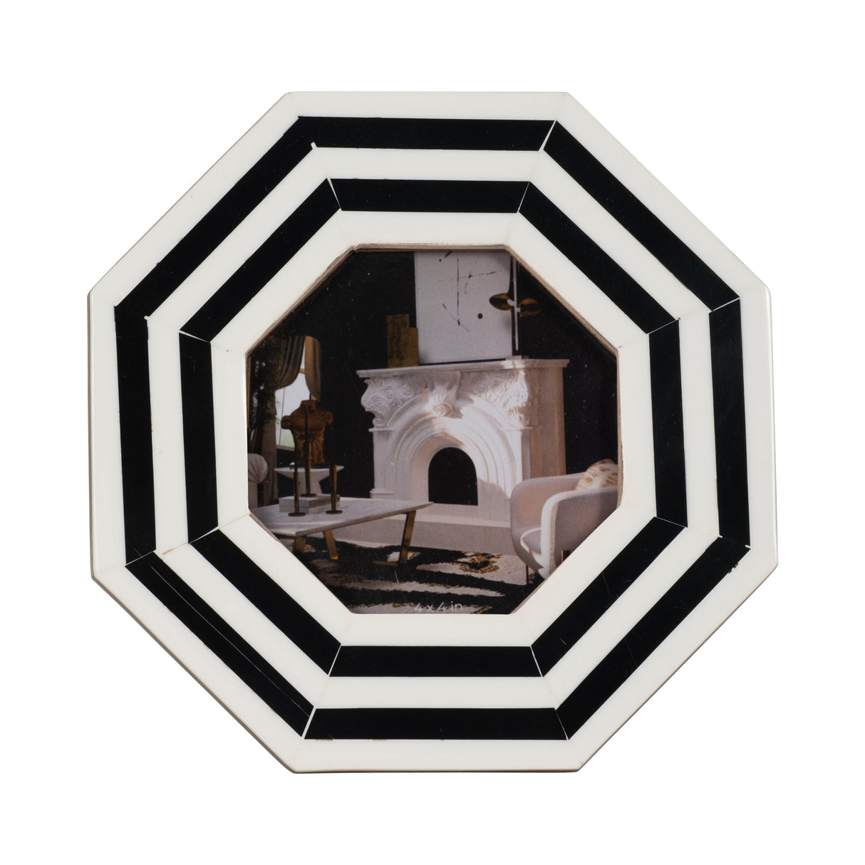 4x4 Lines Octagon Photo Frame, Black/white