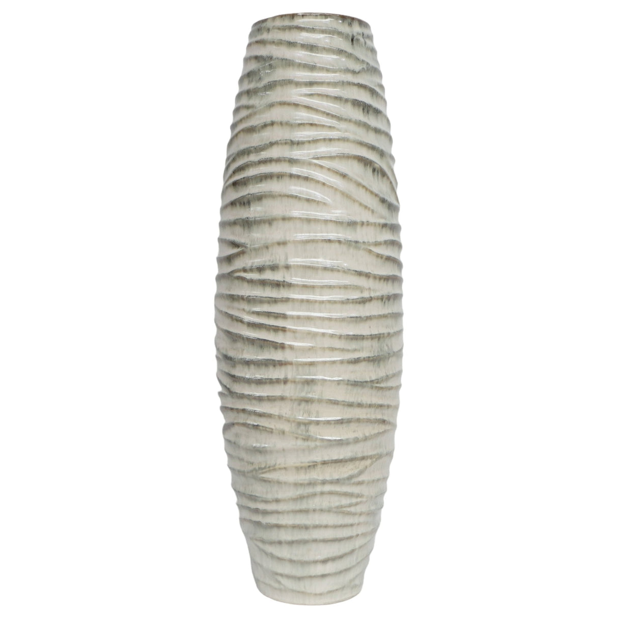30" Decorah Large Cer Ribbed Vase