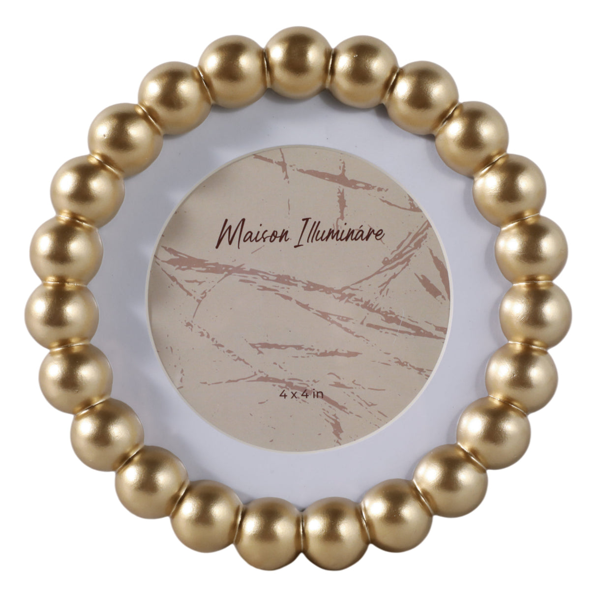 6x6 Matted To 4x4 Beaded Photo Frame, Gold