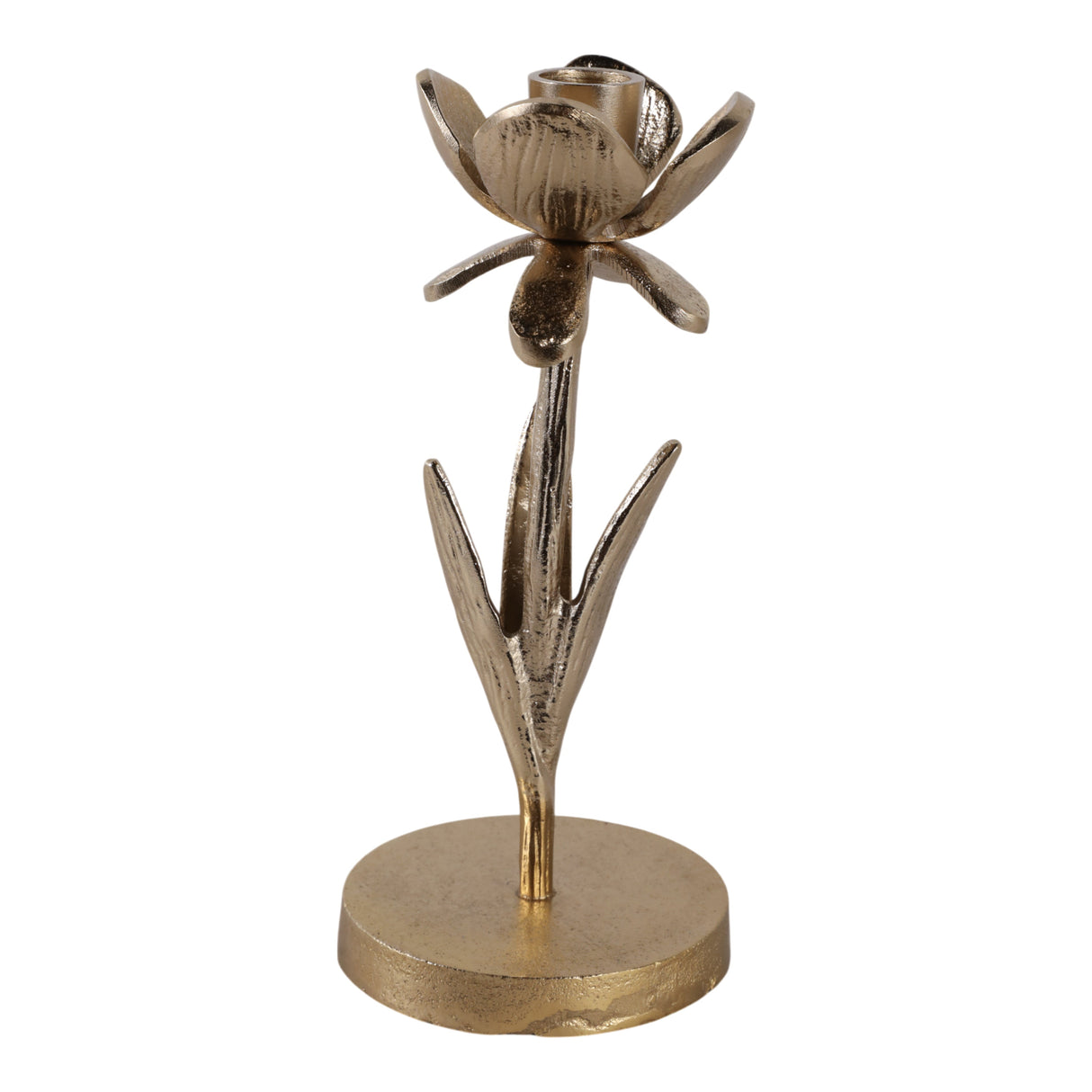 9x4" Flower Bloom Taper Holder, Champagne