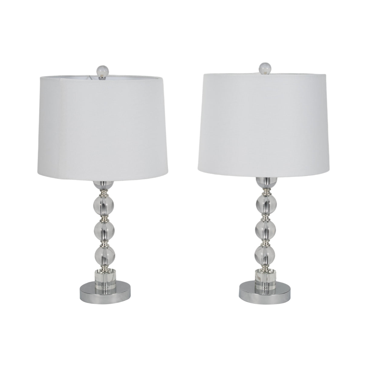 S/2 22" Crystal Table Lamp, Silver