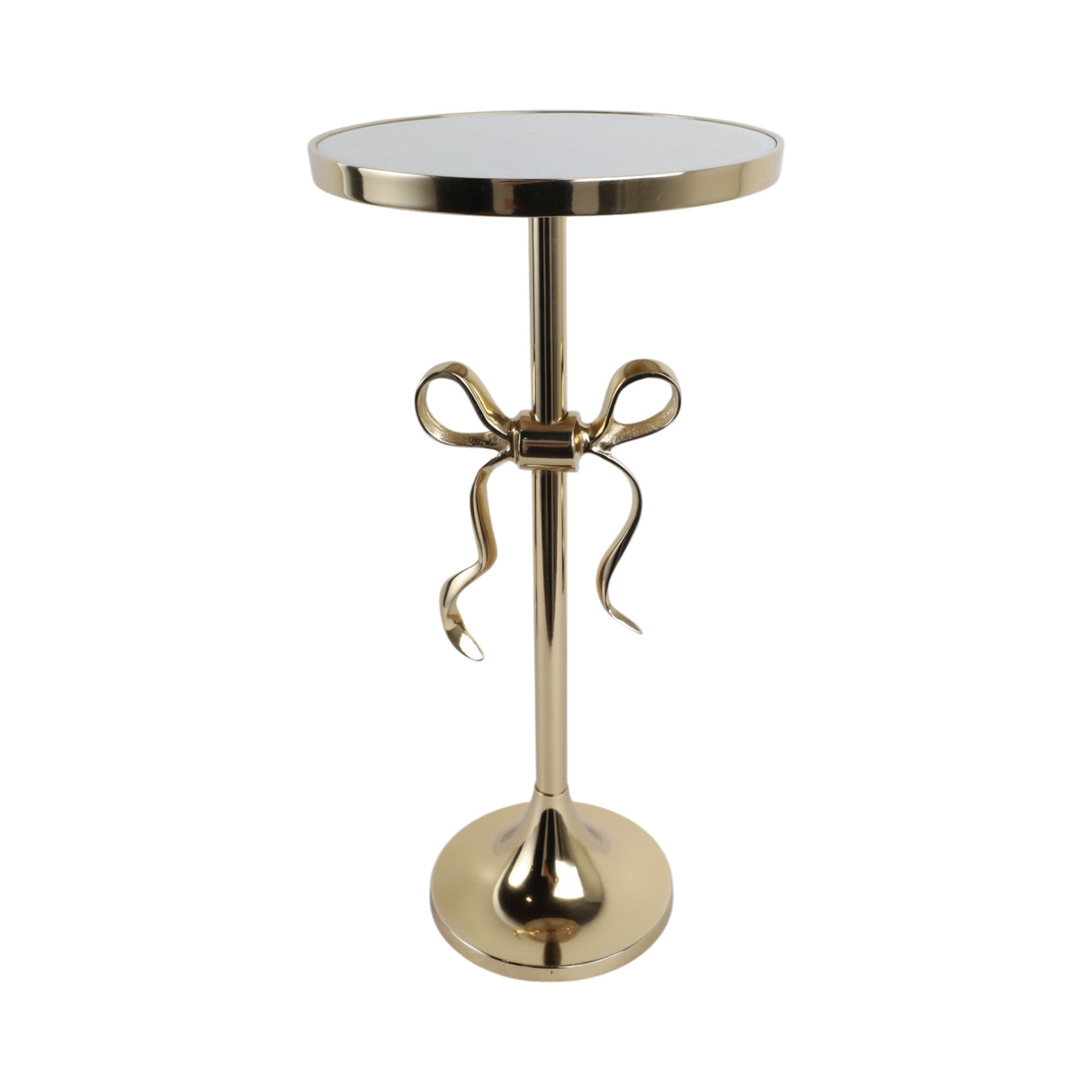 24" York Gold Bow Table With Marble Tabletop