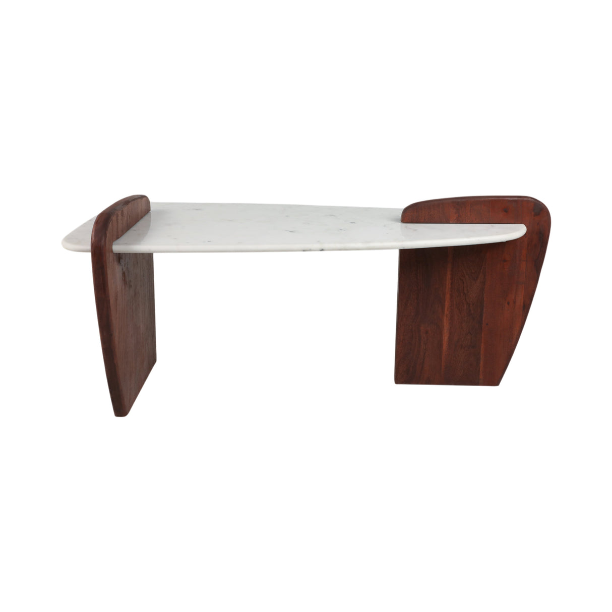 MARBLE/WOOD, 53" MODERN COFFEE TABLE, WHITE KD