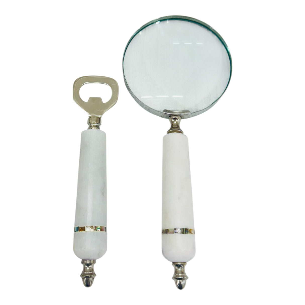 10" Romer Abalone Magnifying Glass And Bottle