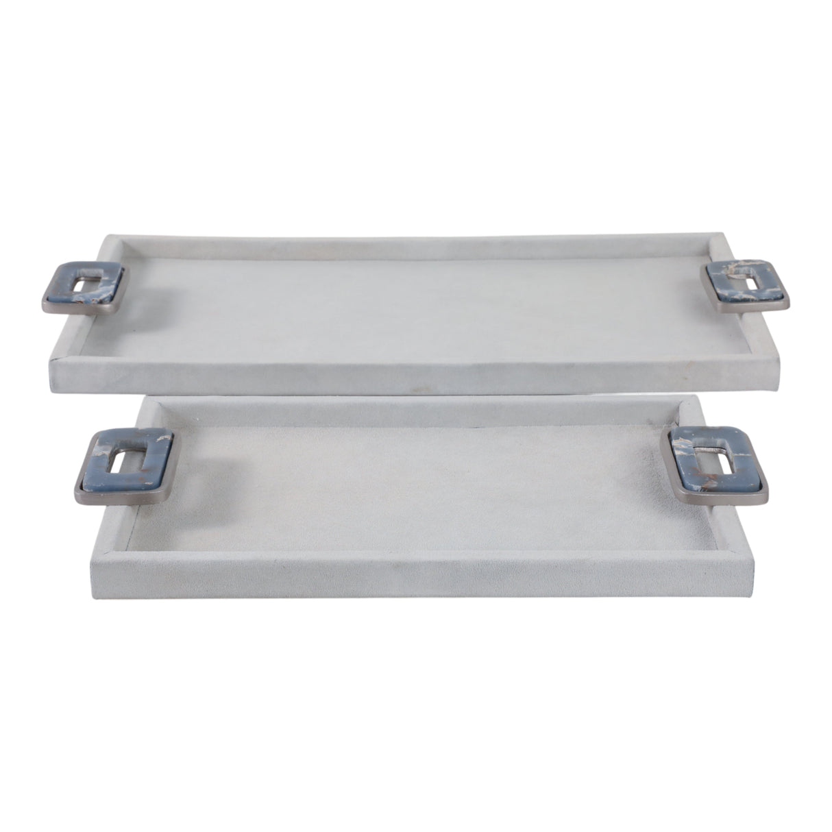 S/2 16/22" VIOLI SUEDE BLUE ANGELITE GEMSTONE HARD