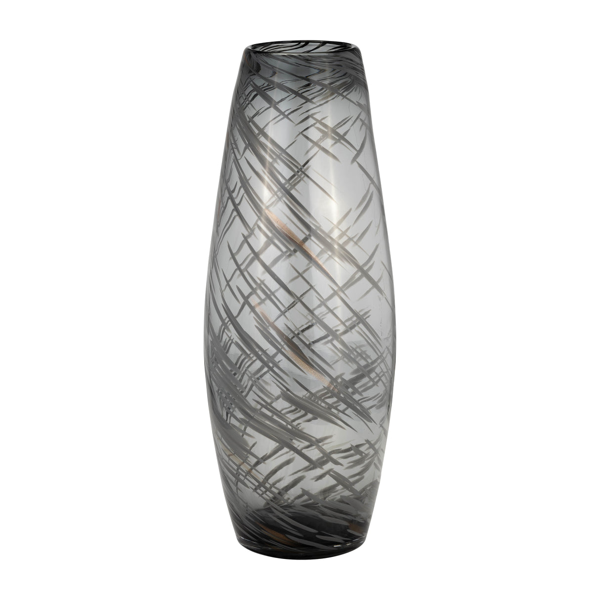 GLASS, 20"H SWIRL VASE, BLACK