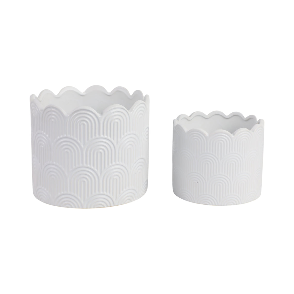 S/2 6/8" Arch Planters, White