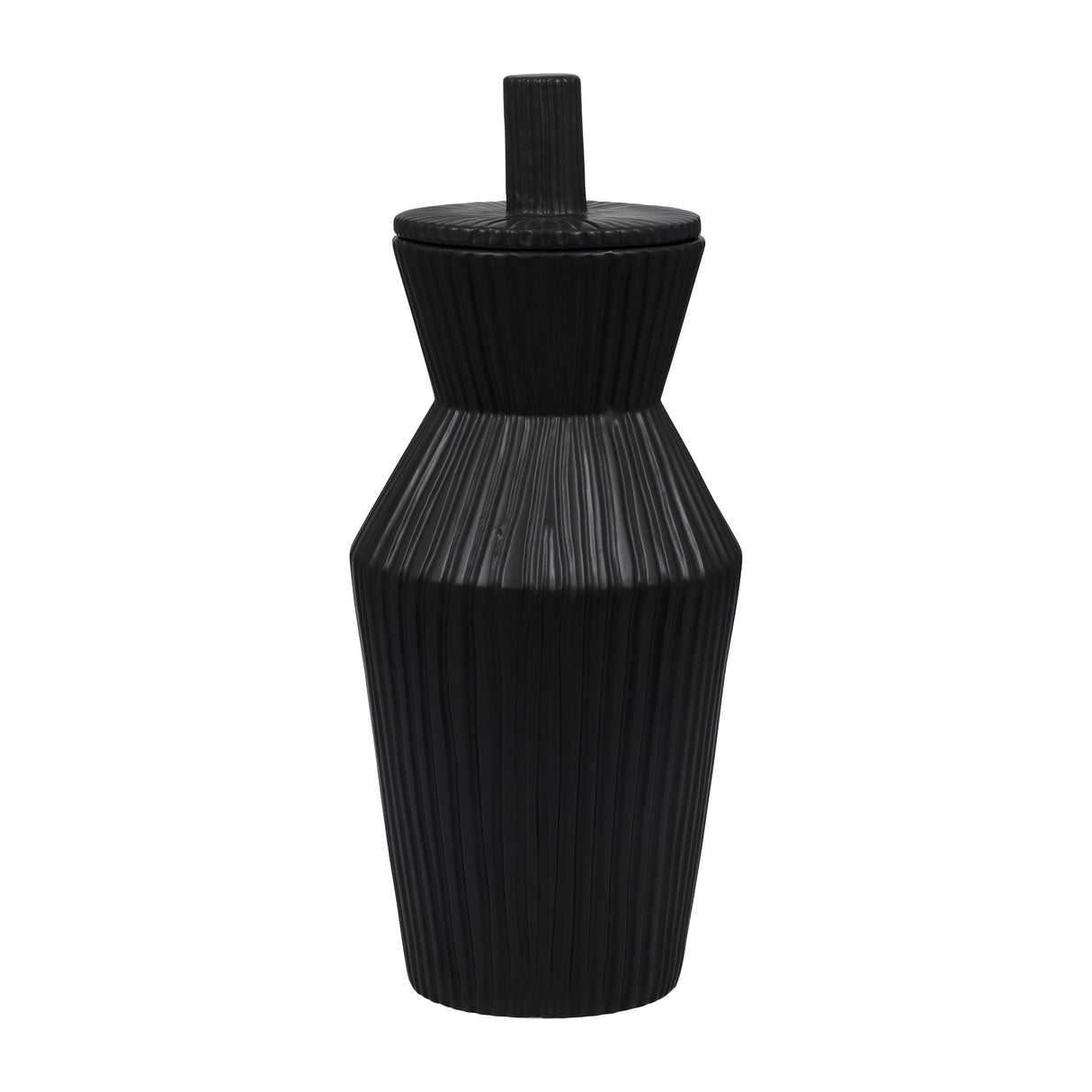 Laurel Large Black Lidded Jar