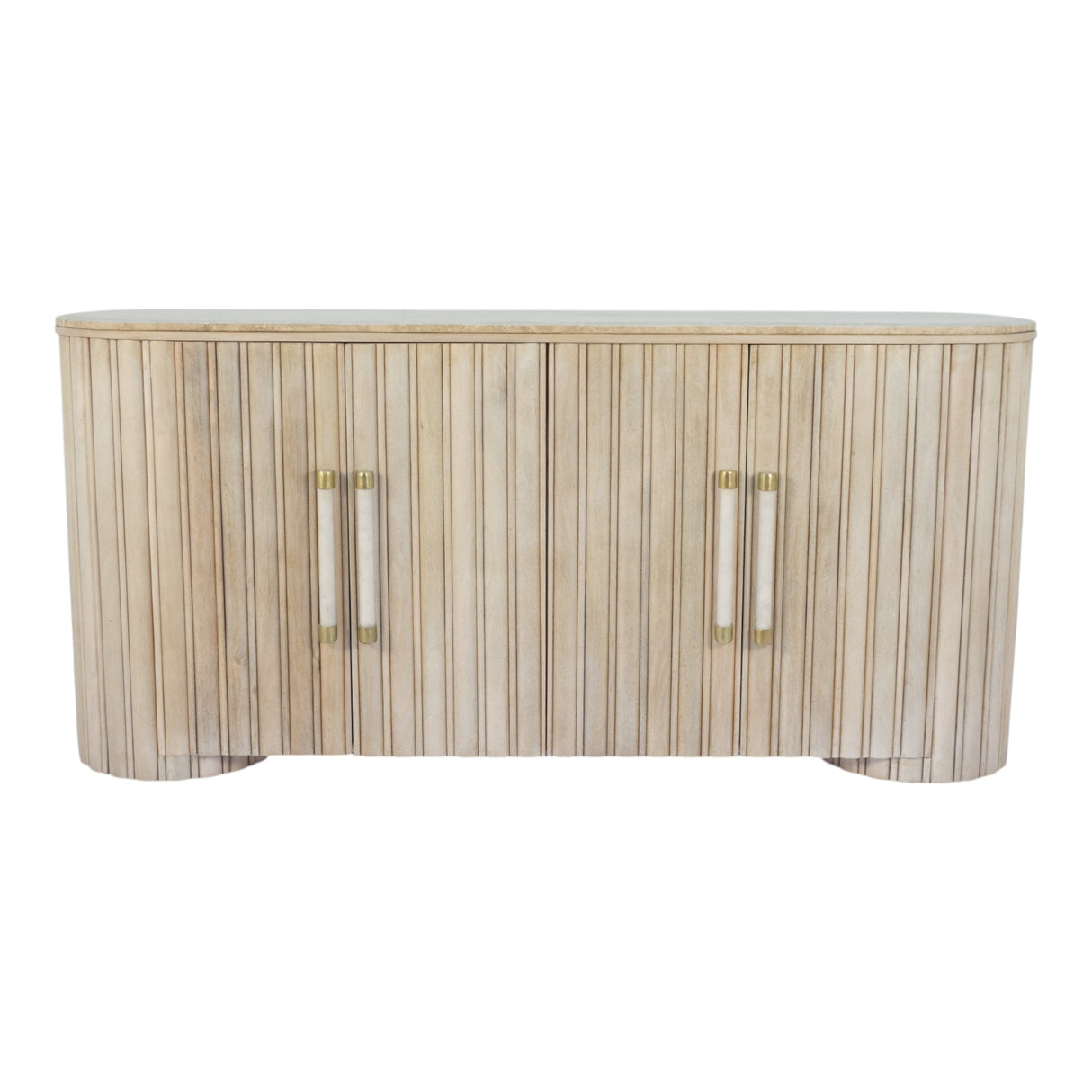 72" Colmar Fluted Wood Sideboard, White Wash