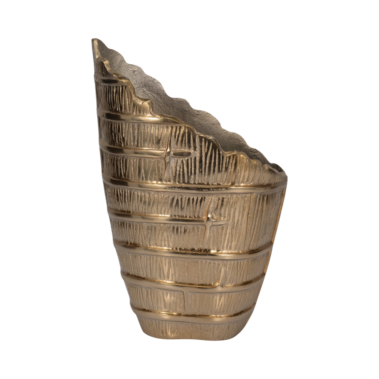 Metal, 14" Aztec Small Vase, Gold