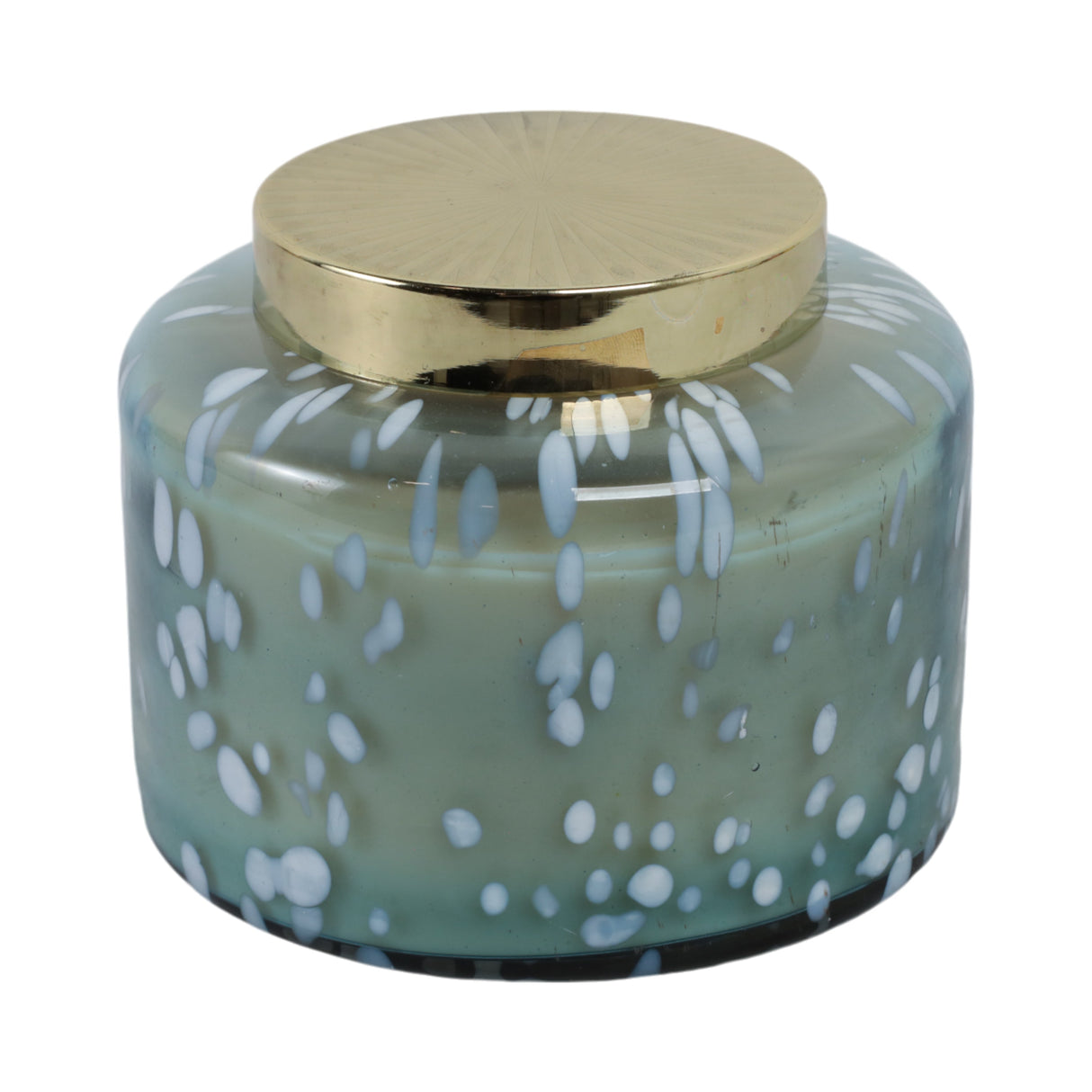 7" 71 Oz Jasmine Speckle Lidded Candle, Blue/gold