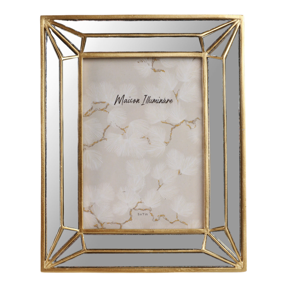 5x7 Resin Deco Mirrored Border Photo Frame, Gold