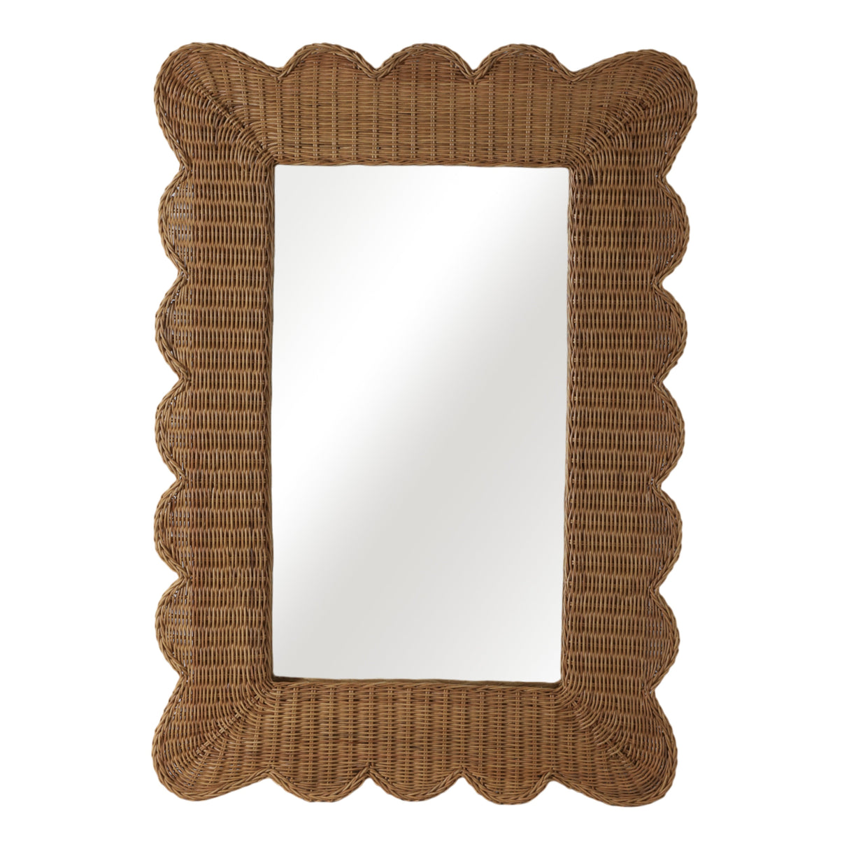 44x32" Woven Scallop Edge Mirror, Natural