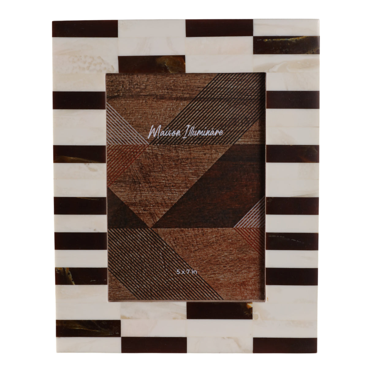 5x7 Small Stripe Photo Frame, Brown/ivory
