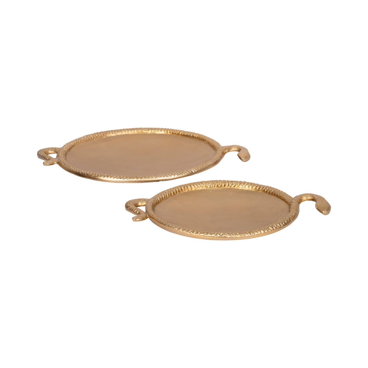 S/2 15/19" Snake Border Round Trays, Gold