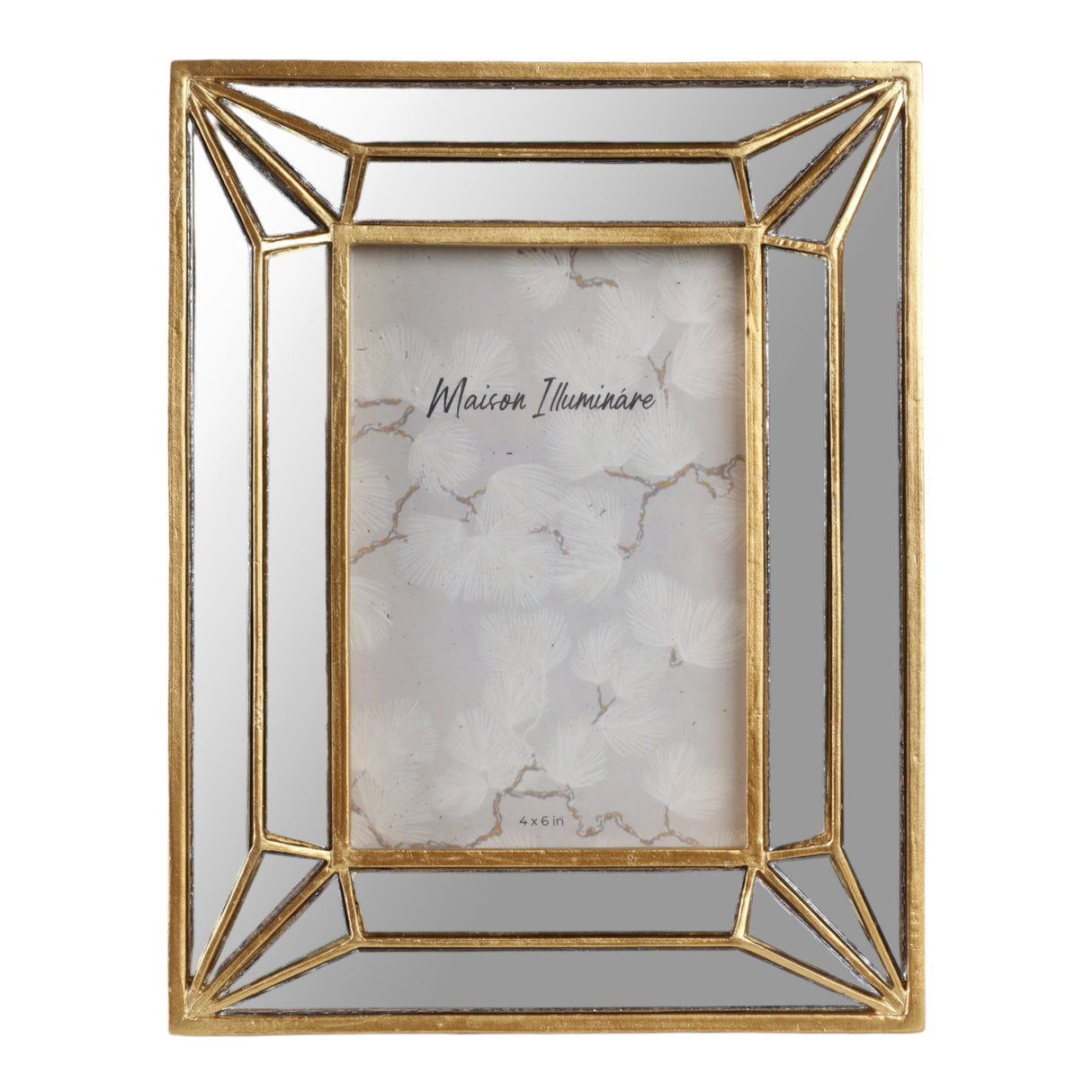 4x6 Resin Deco Mirrored Border Photo Frame, Gold