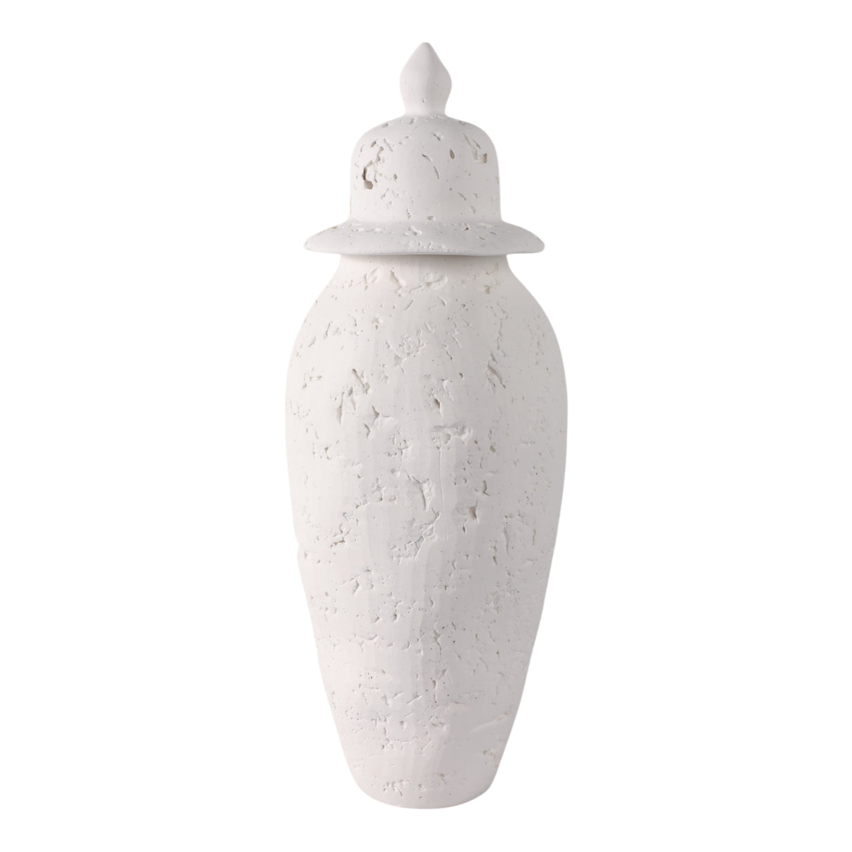 21x8" Cast Stone Finish Temple Jar, White