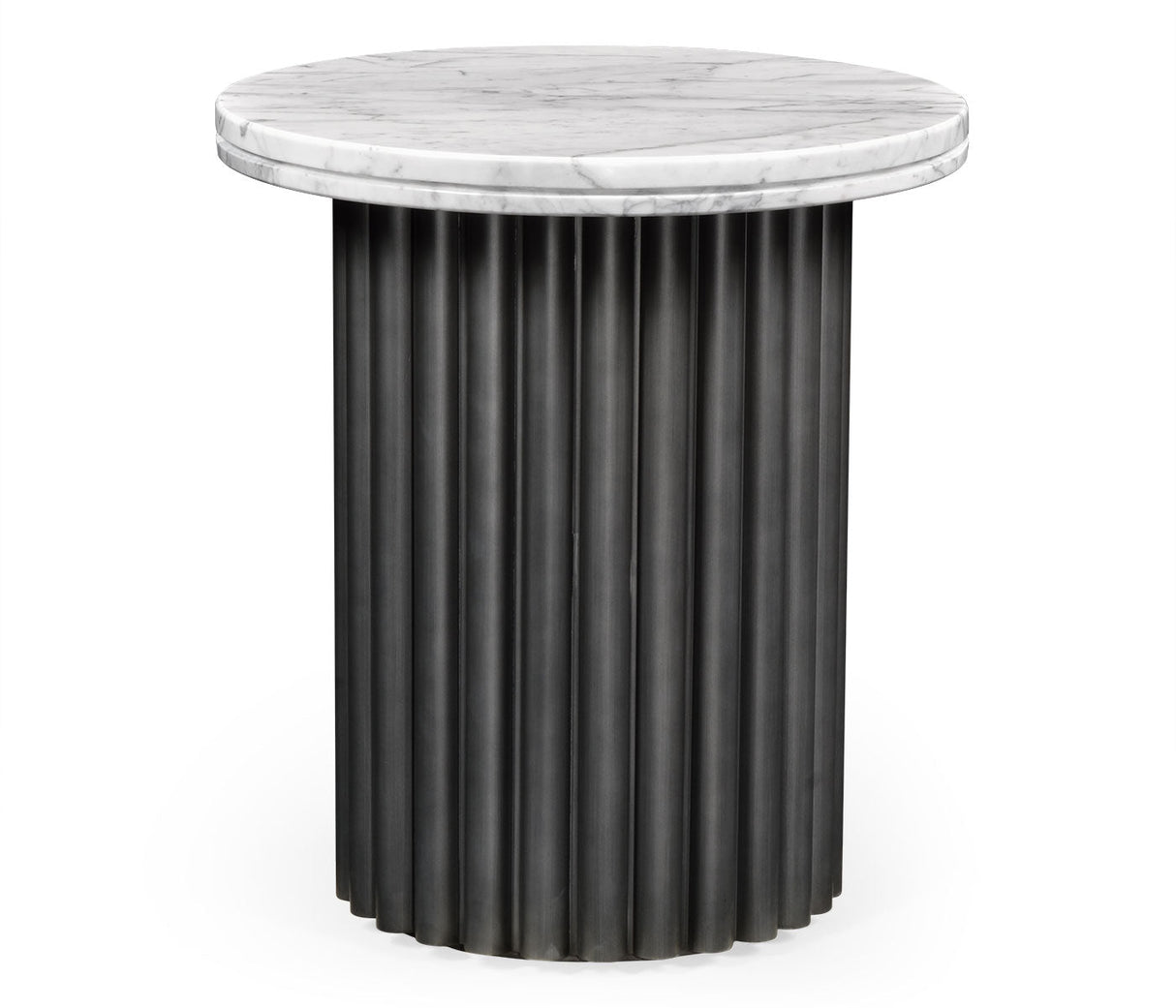 JC Modern - Langkawi Collection - Round Charcoal Grey & Faux Calacatta Oro Marble Side Table