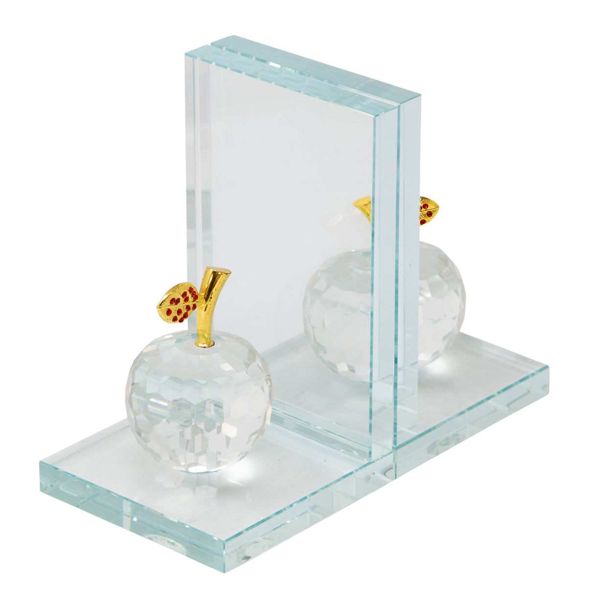 S/2 CRYSTAL APPLE BOOKENDS, CLEAR
