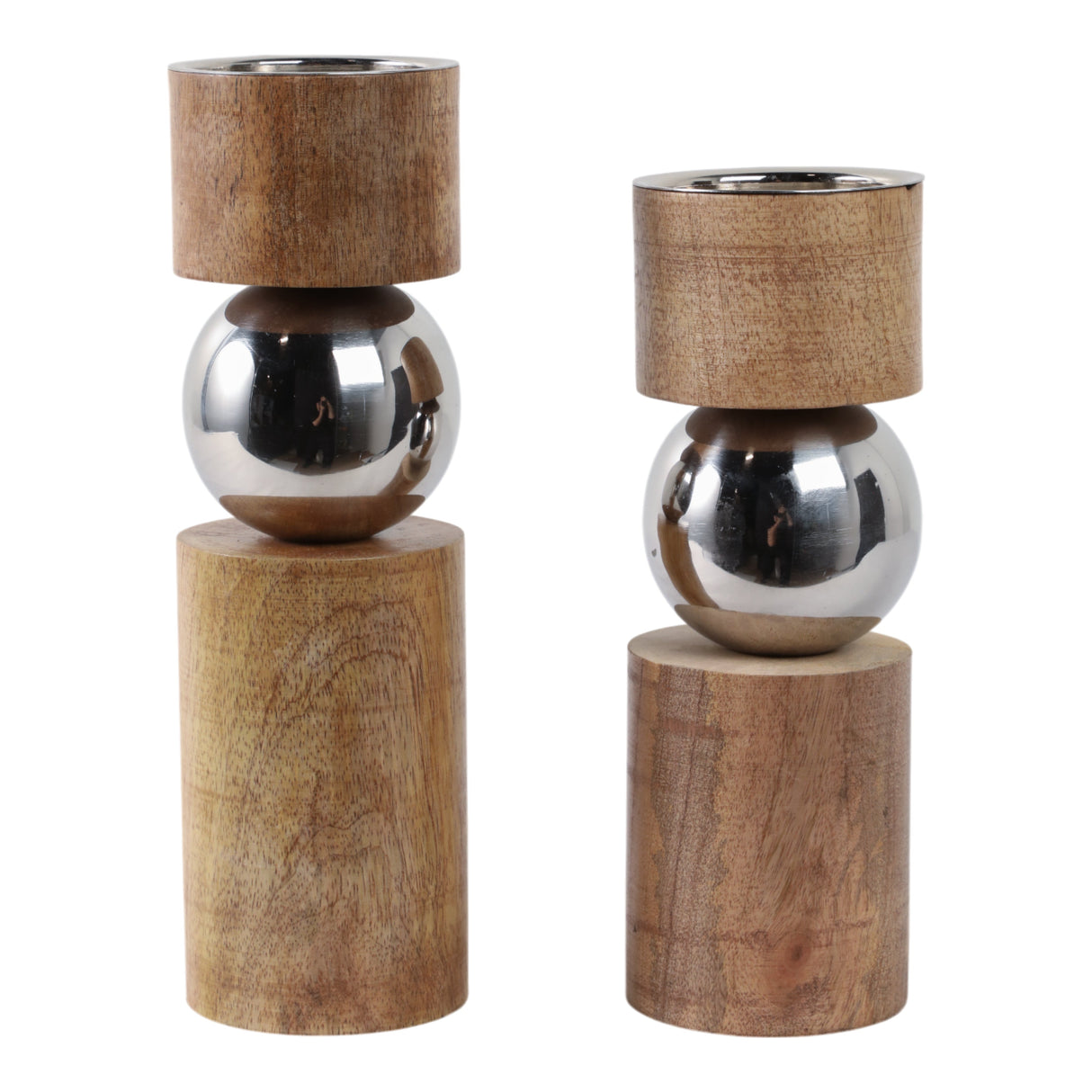 S/2 13/11" Birmingham Wood And Stainless Steel Can