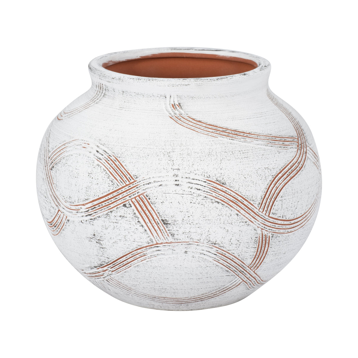 CER, 8" ROUND GLOBAL VASE, WHITE