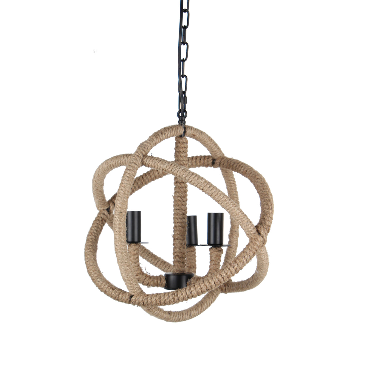 LINEN ROPE ARMILARY 3 LIGHT CHANDELIER