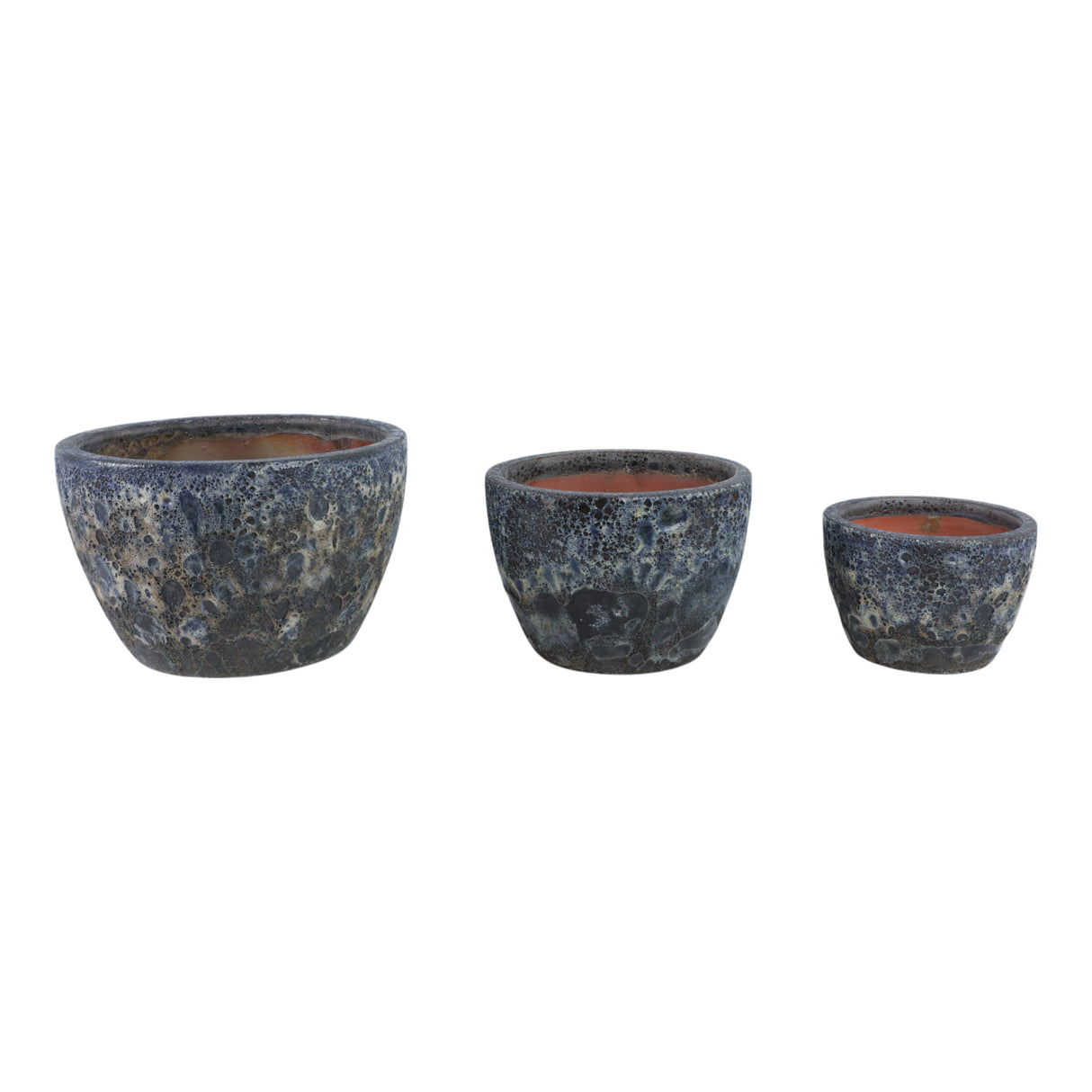 S/3 8/11/15" Lava Planters, Blue