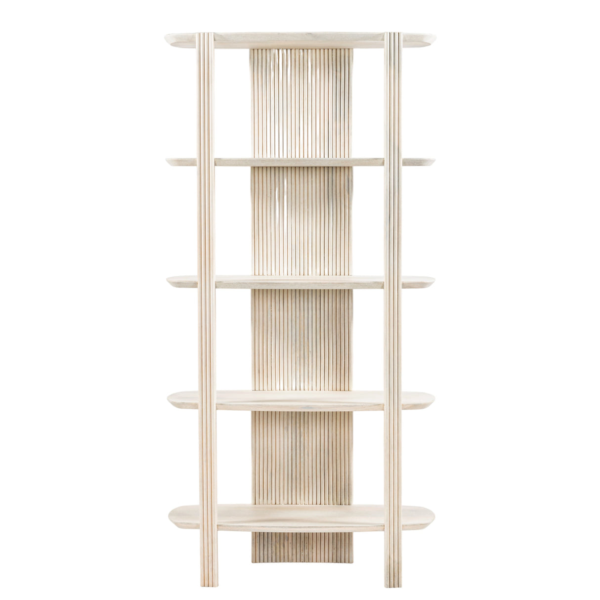 71" Catalina Fluted Wood Etagere, Cream