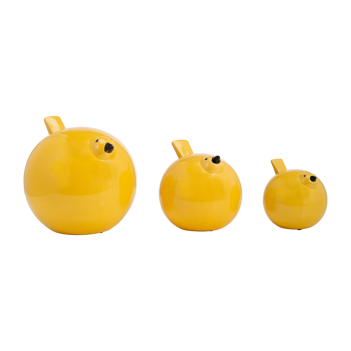 S/3 CERAMIC BIRDS 7.5", YELLOW