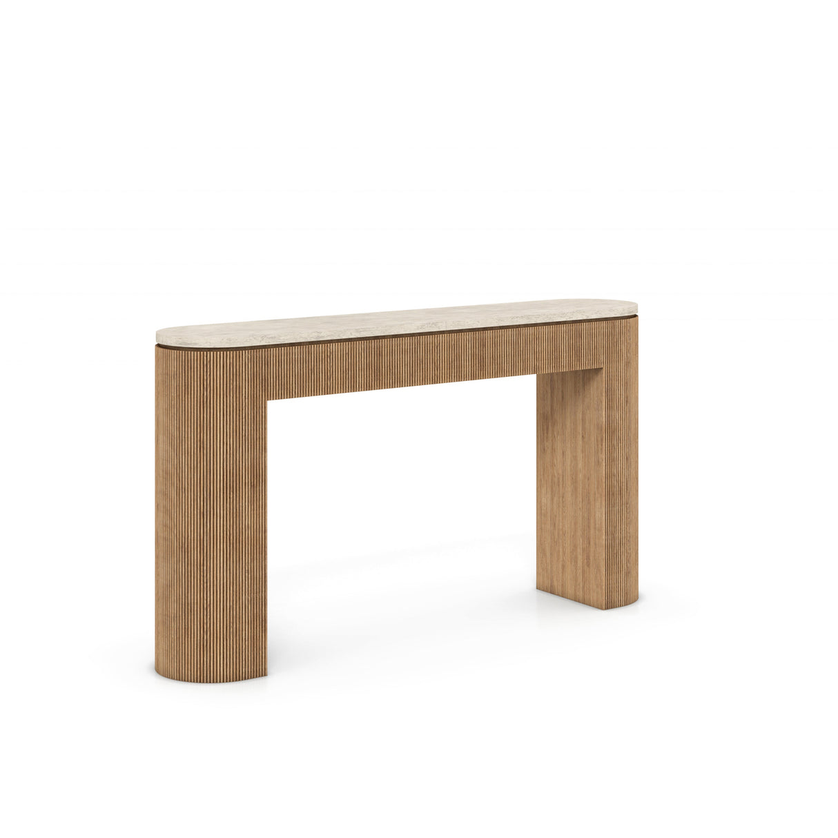 Carrara Top Brown Oak Finish Console Table