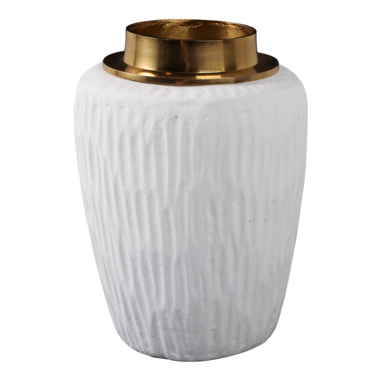 8" Zurich Medium Ecomix And Metal Vase, Wht/gld