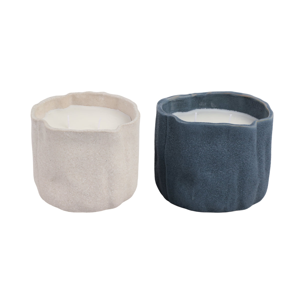 S/2 6" 31 Oz Pink Beach Wavy Candle, Ivory/blue