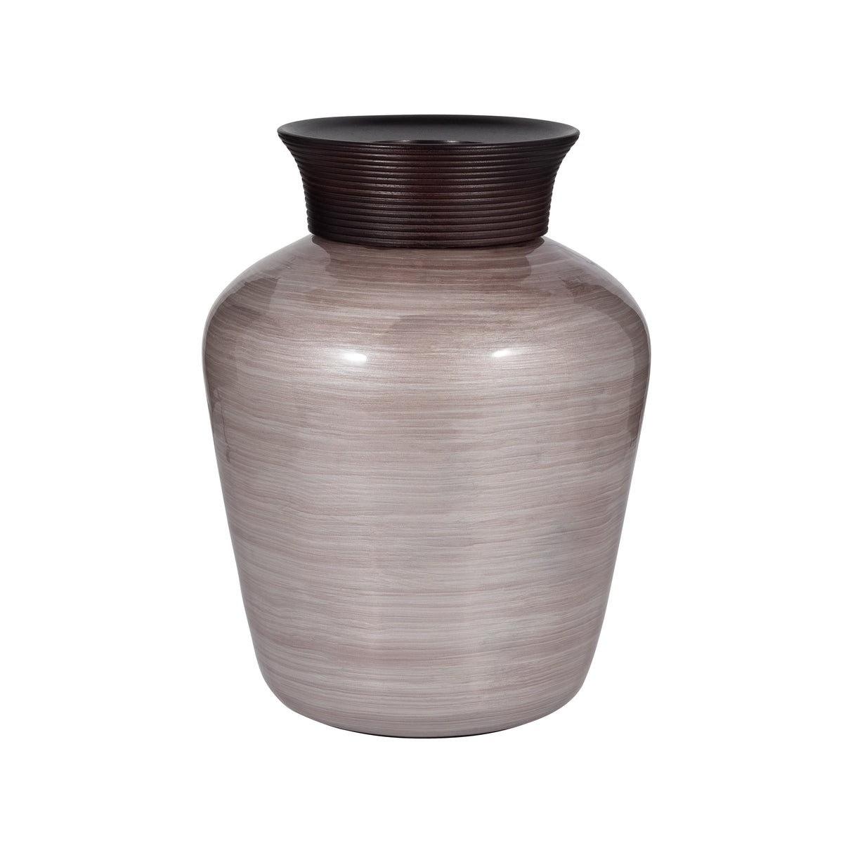 GLASS, 16" WOODEN TOP VASE, BLUSH