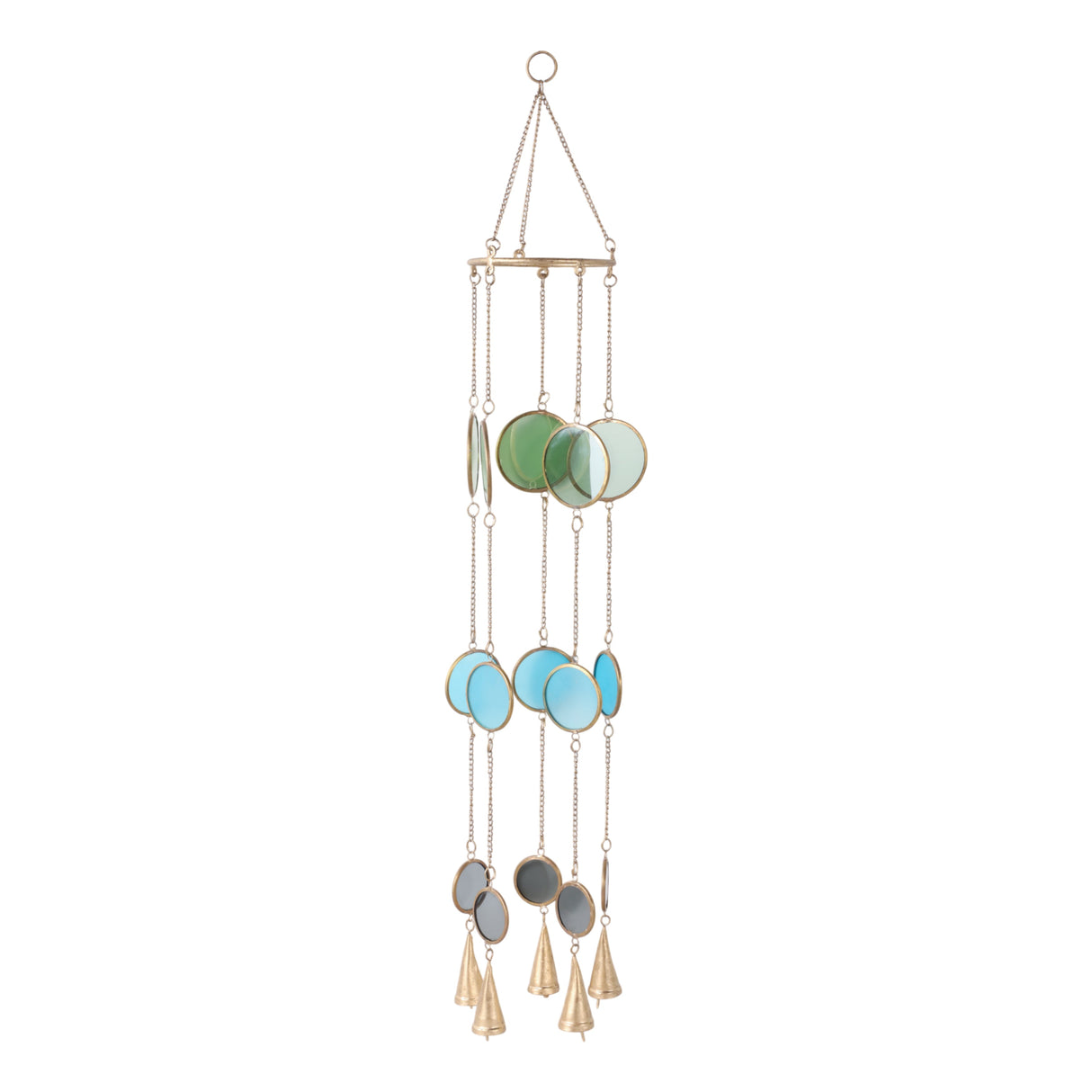 37x6" Modern Glass Discs Chime, Blue/green