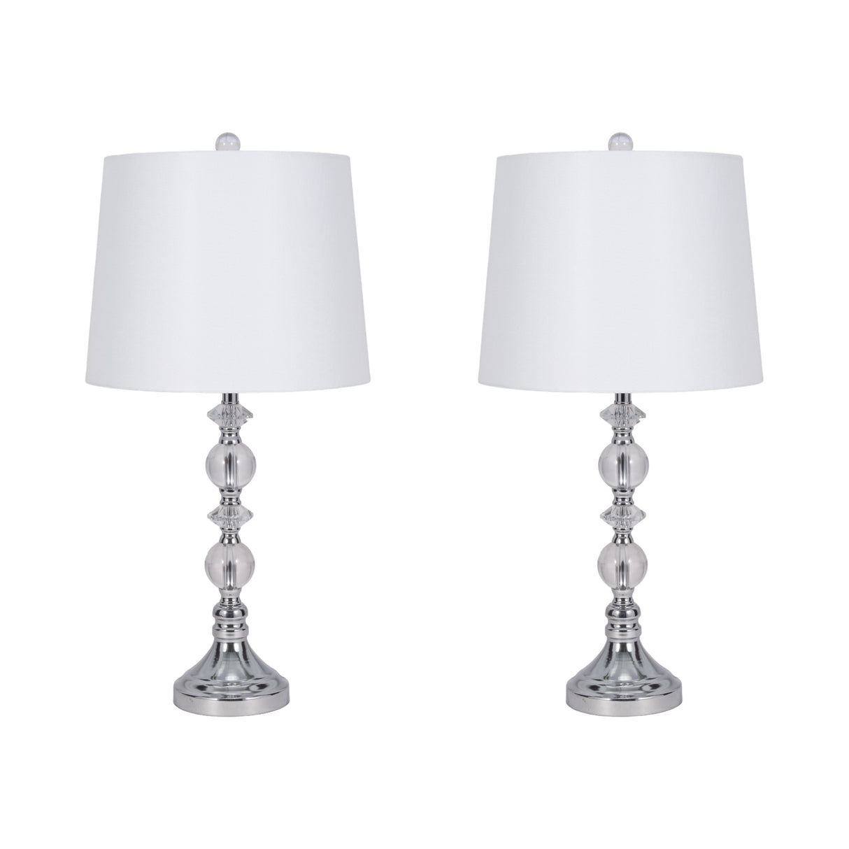 S/2 Crystal 26" Table Lamp, Silver