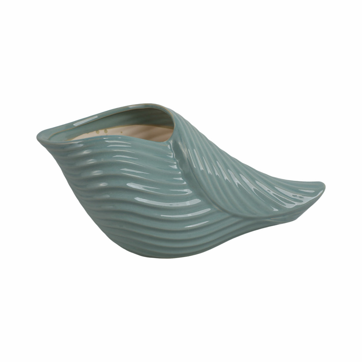17" Seaside Blue Cer Shell Planter