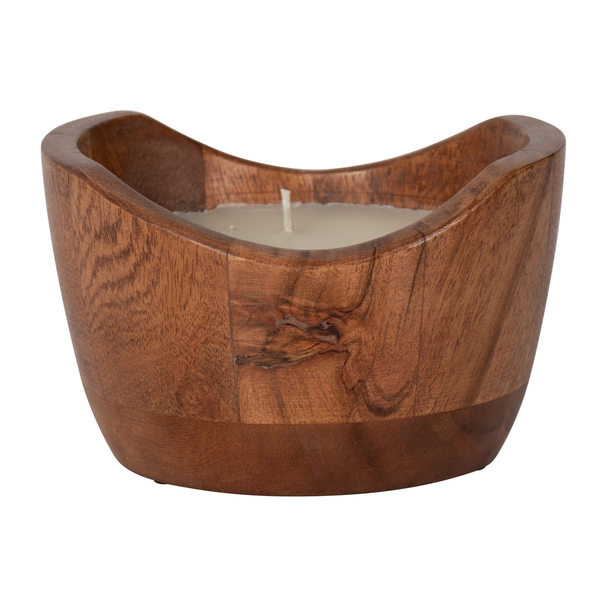 WOOD, 6" 17 OZ CURVY BOWL SCENTED CANDLE, NATURAL