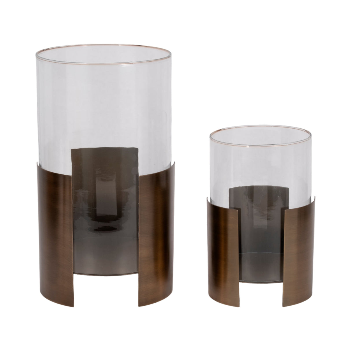 S/2 10/14" 3-legged Contemporary Hurricane, Bronze