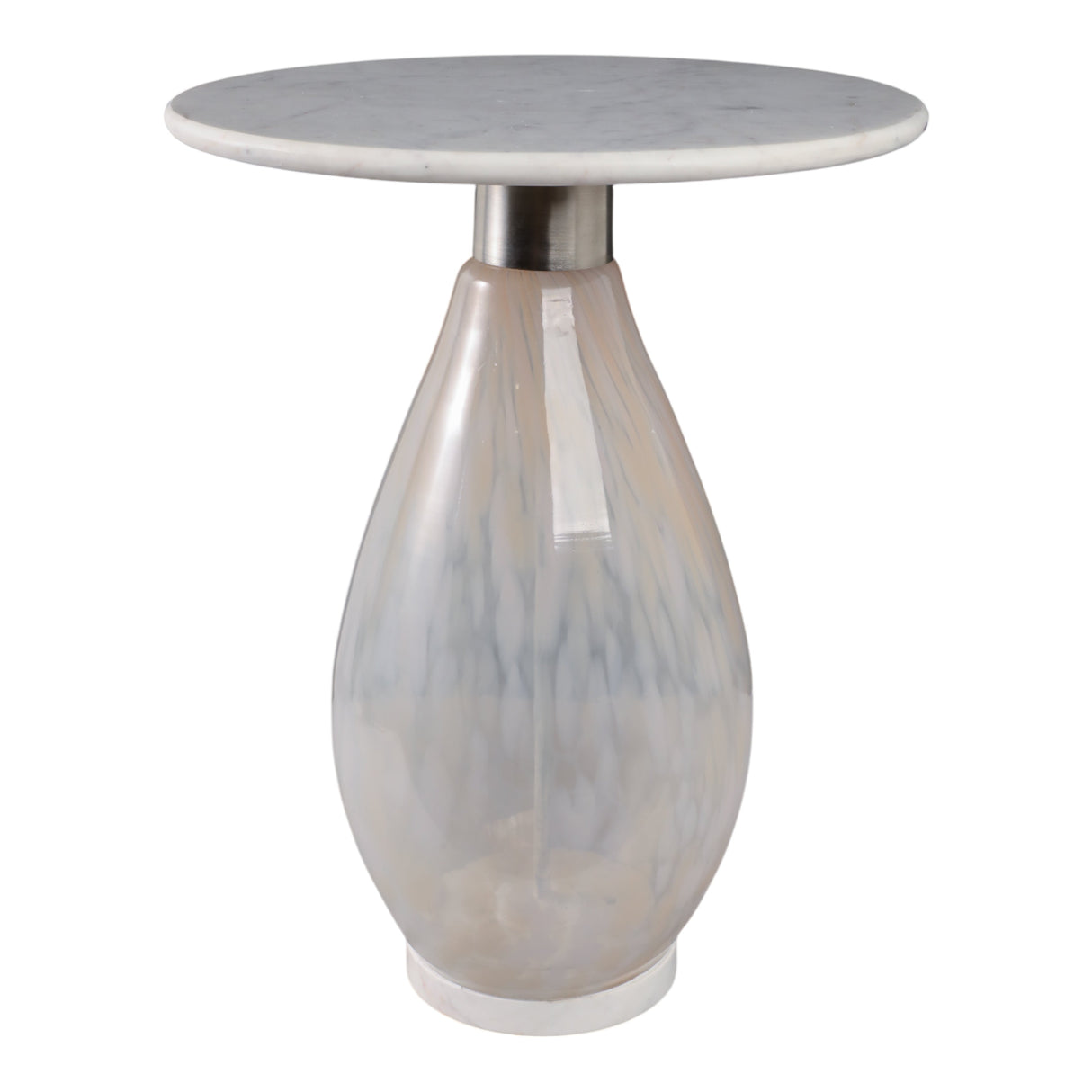 22" Estero Tall Art Table W/marble Top, White