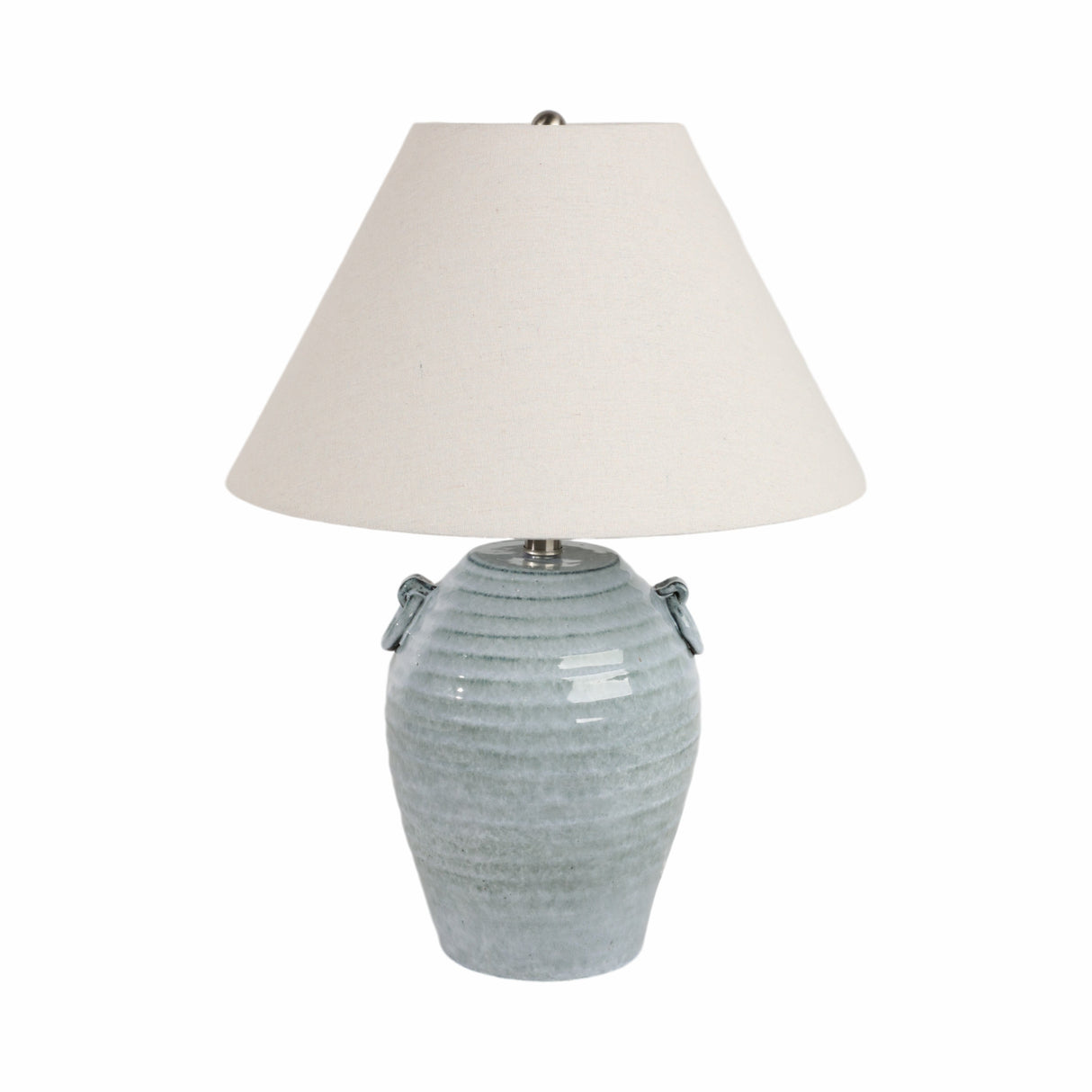 24" Jug Table Lamp With Handles Tapered Shade,blue