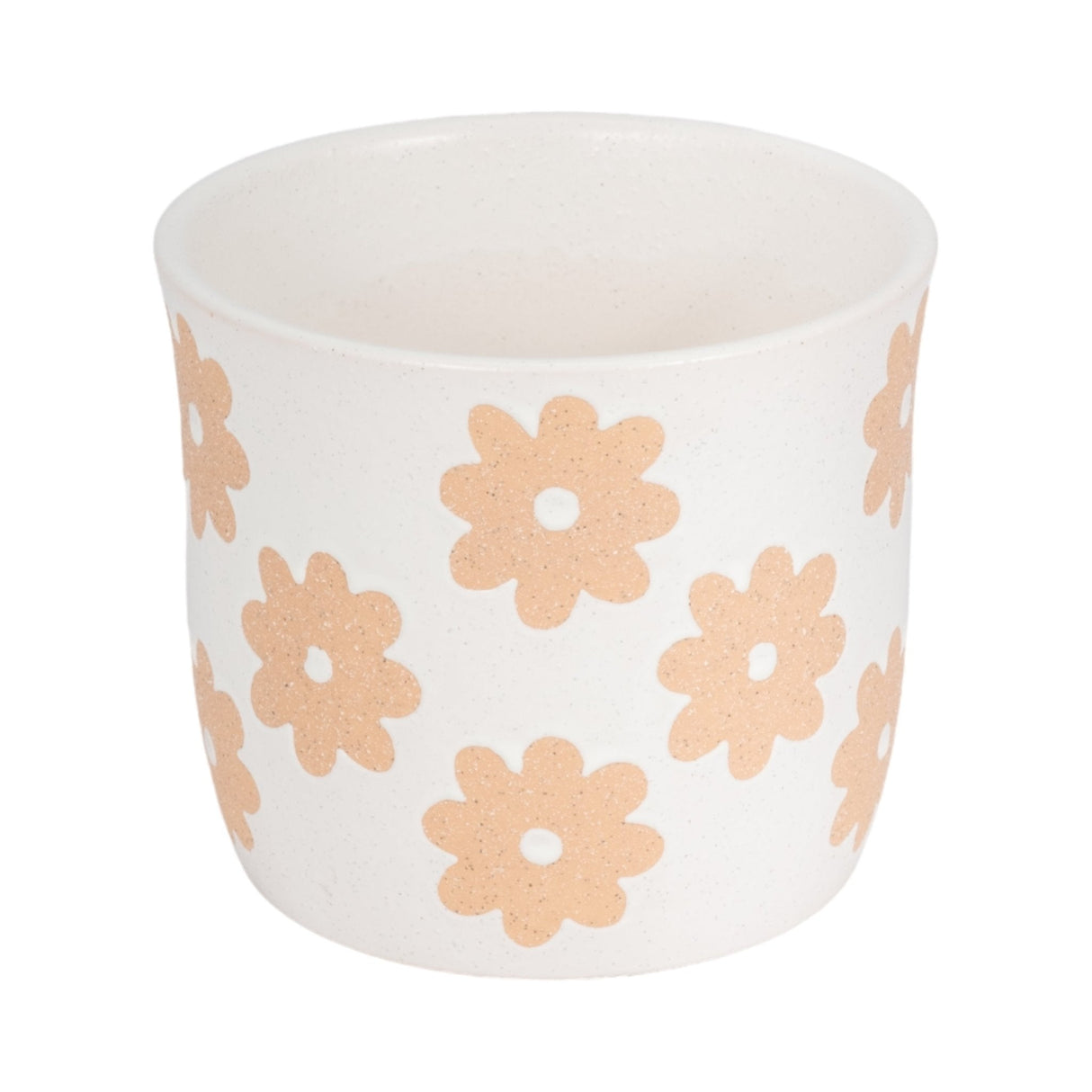 6" Flower Power Planter, White/tan