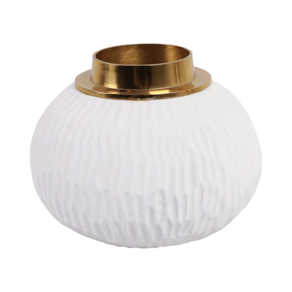 6" Zurich Small Ecomix And Metal Vase, Wht/gld