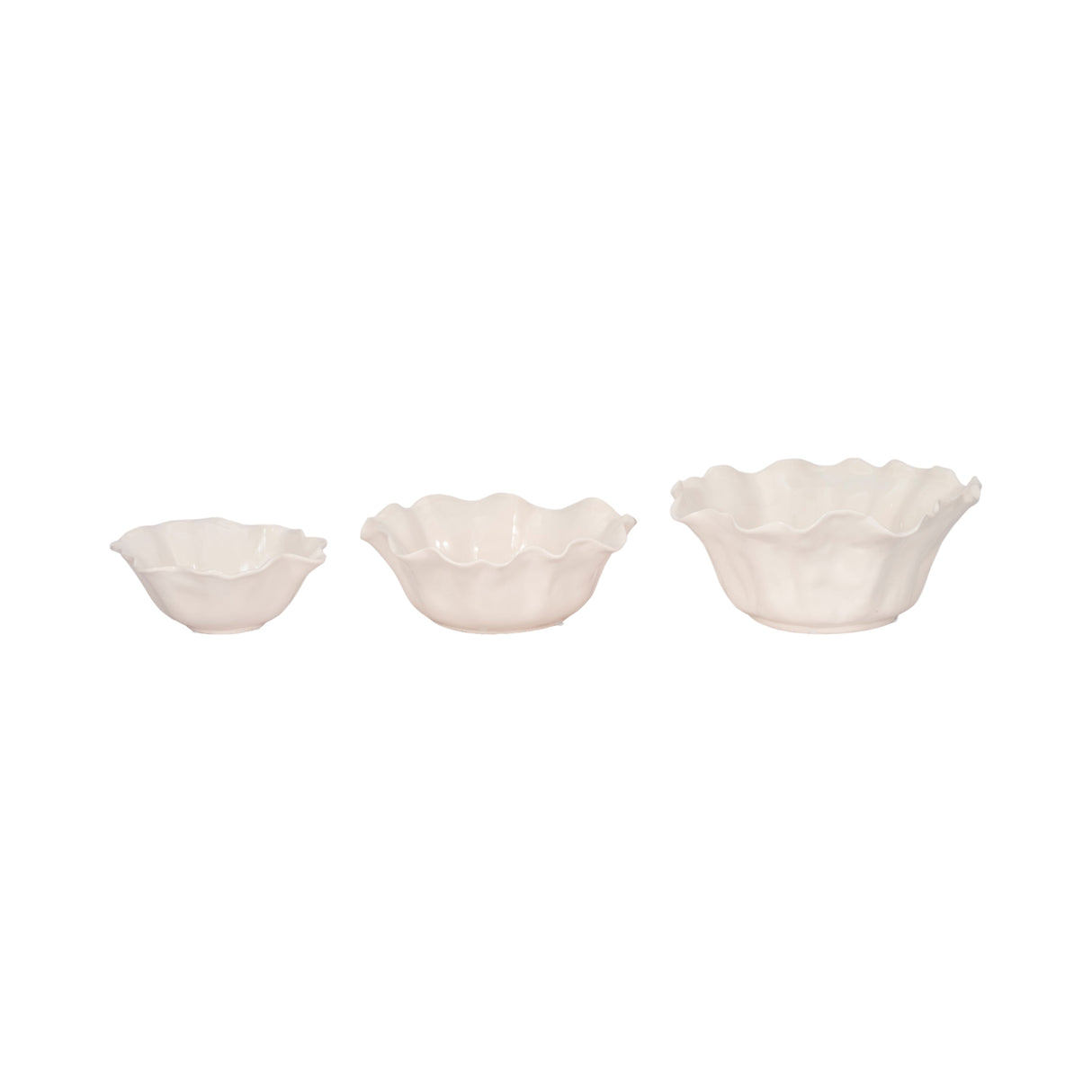 S/3 8/11/13" Petal Bowls, Ivory
